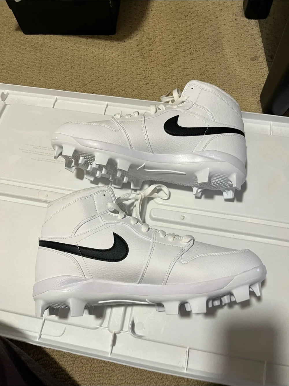 Nike Air Jordan 1 Retro MCS Baseball Cleats White Black Mens 10.5 AV5354-100